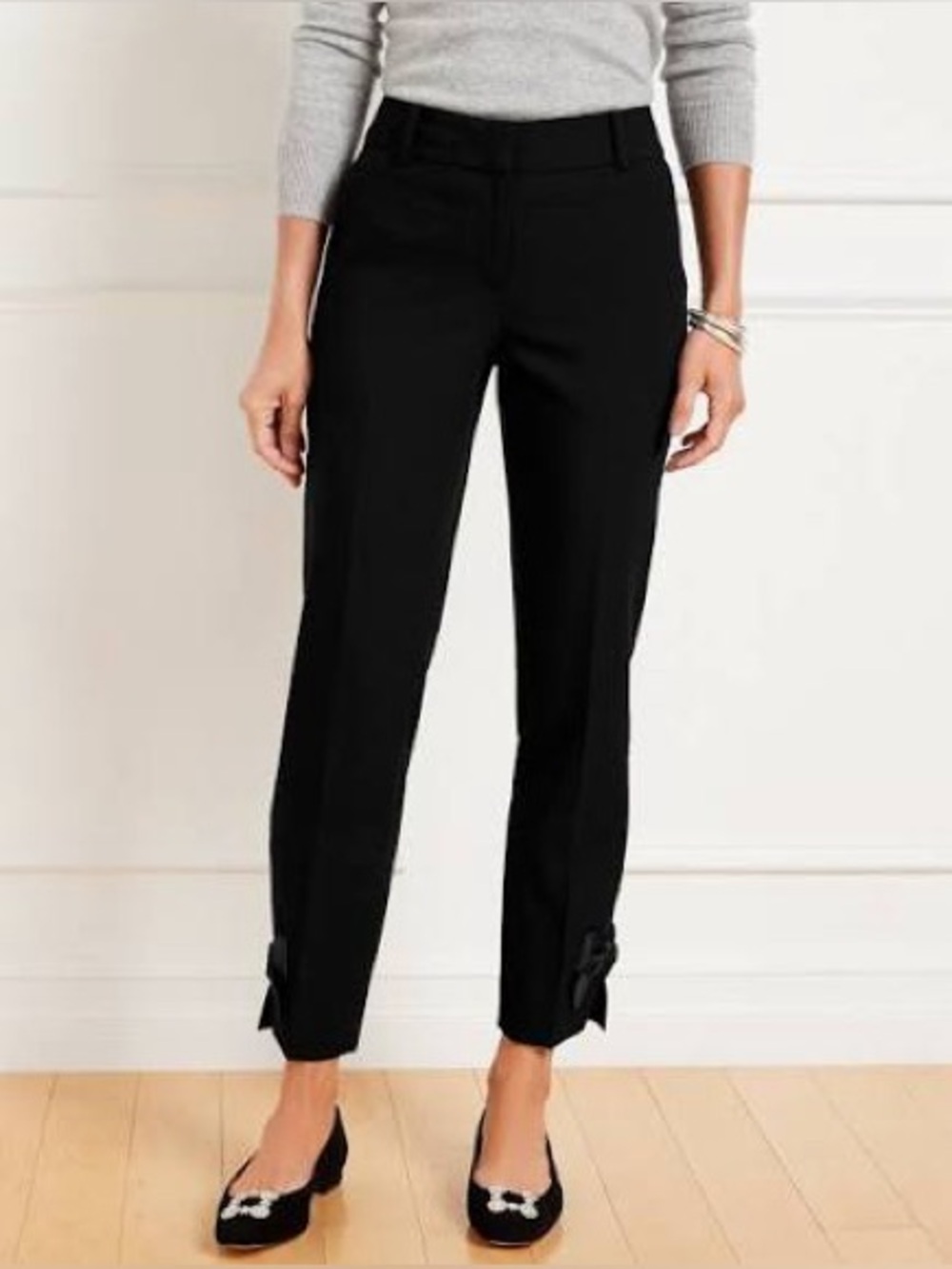 Talbots Hampshire Black Ankle Bow Dress Pants Size 4 P